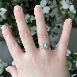 14k Plated Sterling Silver CZ Engagement Ring, Size 7.25